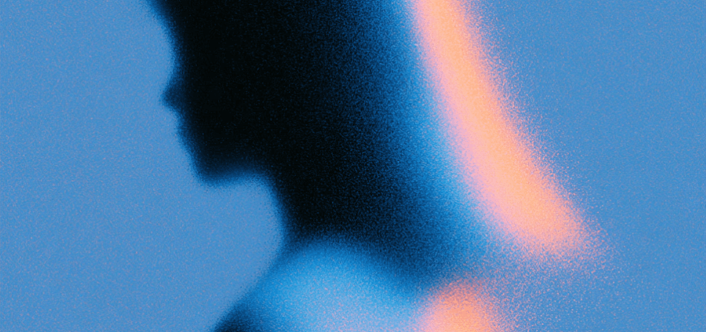 Saina in profile, silhouetted against a blue and orange gradient